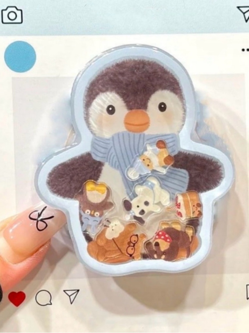 Cute Penguin Phone Grip and Stand - Blue